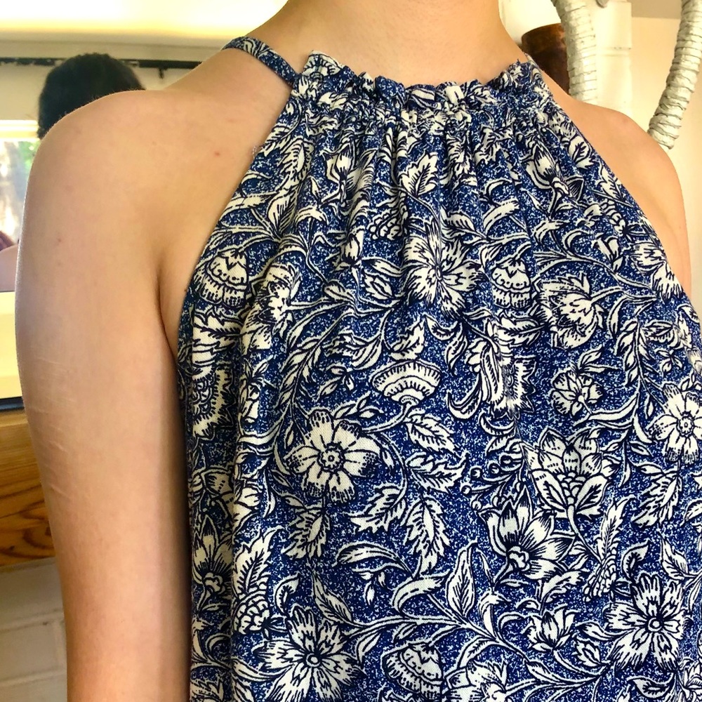 London Times Petites blue & white summer dress 8P